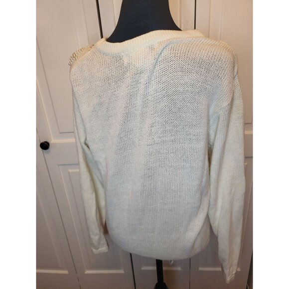 Vintage 90's/Y2K White/Silver Beaded Cardigan S Pearls Cottage Fairy Feminine - Picture 2 of 9